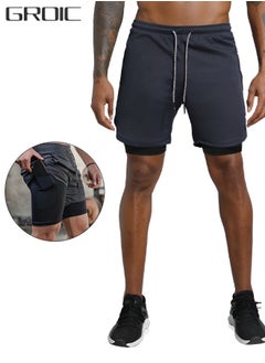 GROIC Mens Running Shorts，Quick Dry Workout Running Shorts for Men，2-in-1 Stealth Shorts，Gym Yoga Outdoor Sports Shorts with Pockets-XXL  - Image 1
