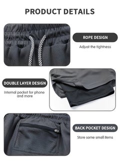 GROIC Mens Running Shorts，Quick Dry Workout Running Shorts for Men，2-in-1 Stealth Shorts，Gym Yoga Outdoor Sports Shorts with Pockets-XXL  - Image 4