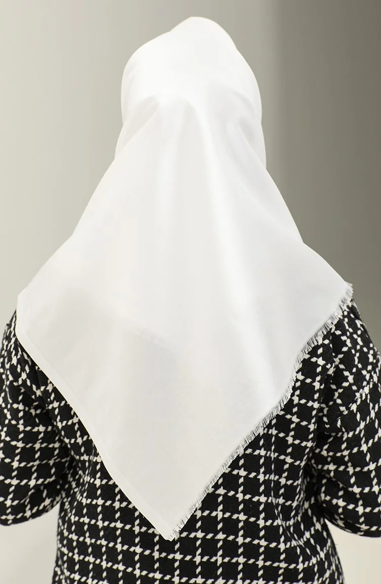 Sefa Merve Plain Scarf 1266-28 White