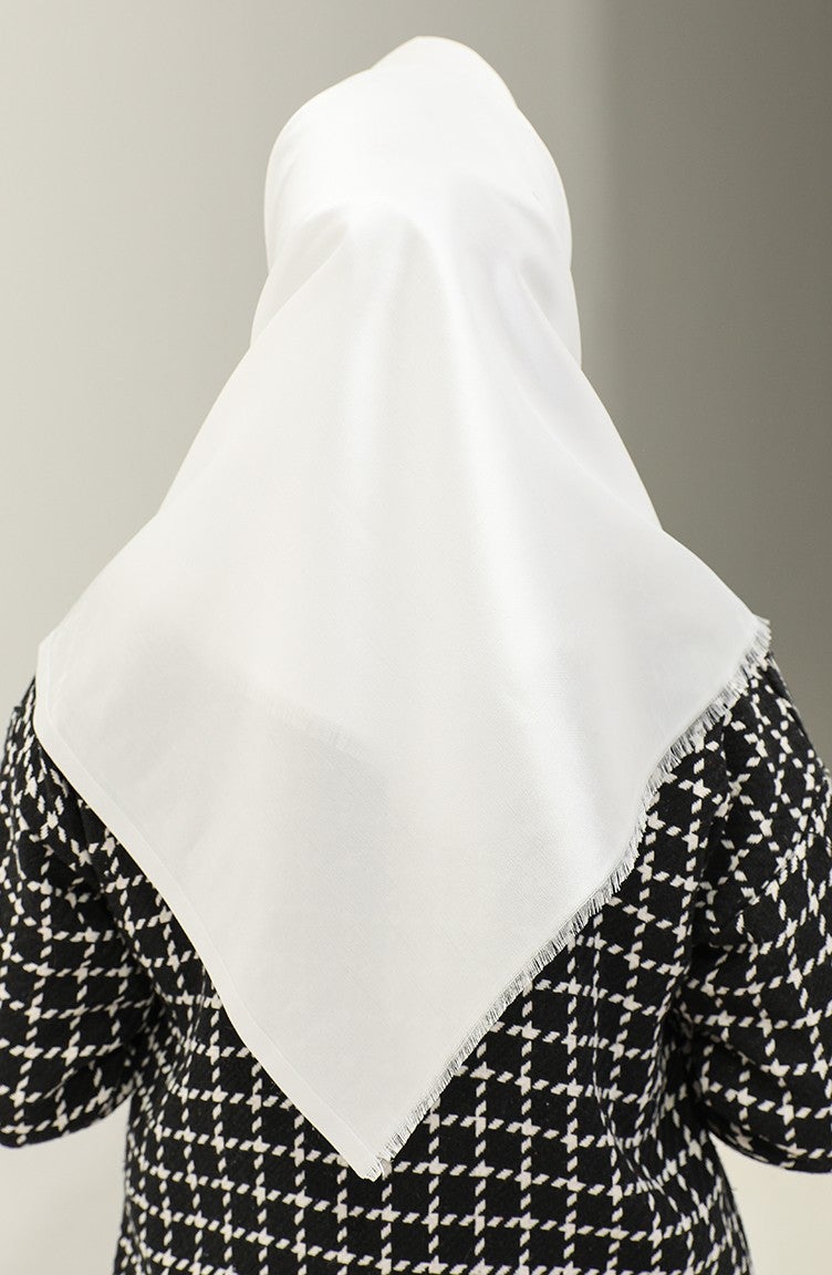 Sefa Merve Plain Scarf 1266-28 White  - Image 3