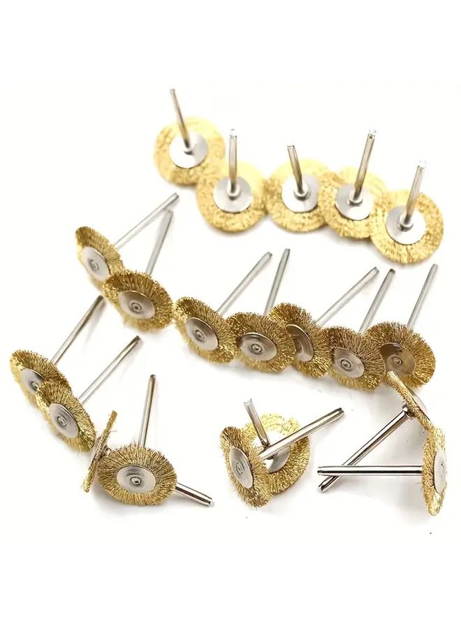 20pcs 25mm Brass Wheel Wire Brush Yellow For Rotary Tool Cleaning Polishing - Image 1
