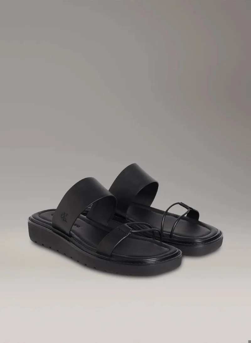Calvin Klein Jeans Ck Black Leather Sandals for Women | Best Price UAE