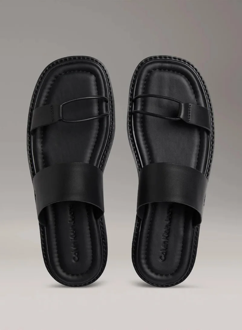 Calvin Klein Jeans Ck Black Leather Sandals for Women | Best Price UAE