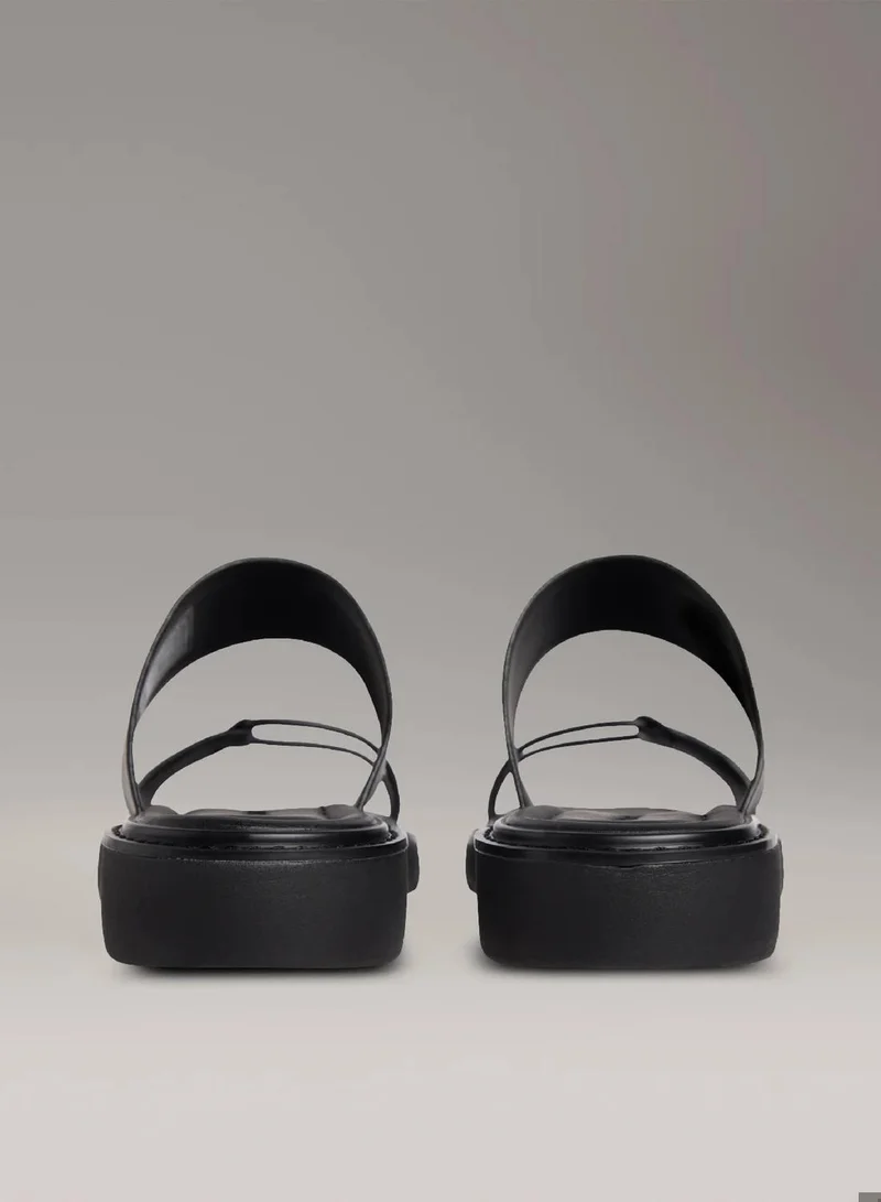 Calvin Klein Jeans Ck Black Leather Sandals for Women | Best Price UAE