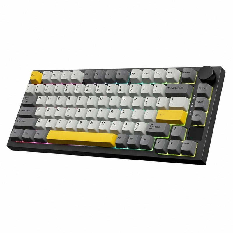 لوحة مفاتيح ميكانيكية Ajazz AK820 Pro للألعاب والاستخدام المكتبي، أغطية مفاتيح ABS، رمادي، رغوة ممتصة للصوت من 5 طبقات مع إضاءة جنوب RGB ومفاتيح سمكة - Image 1