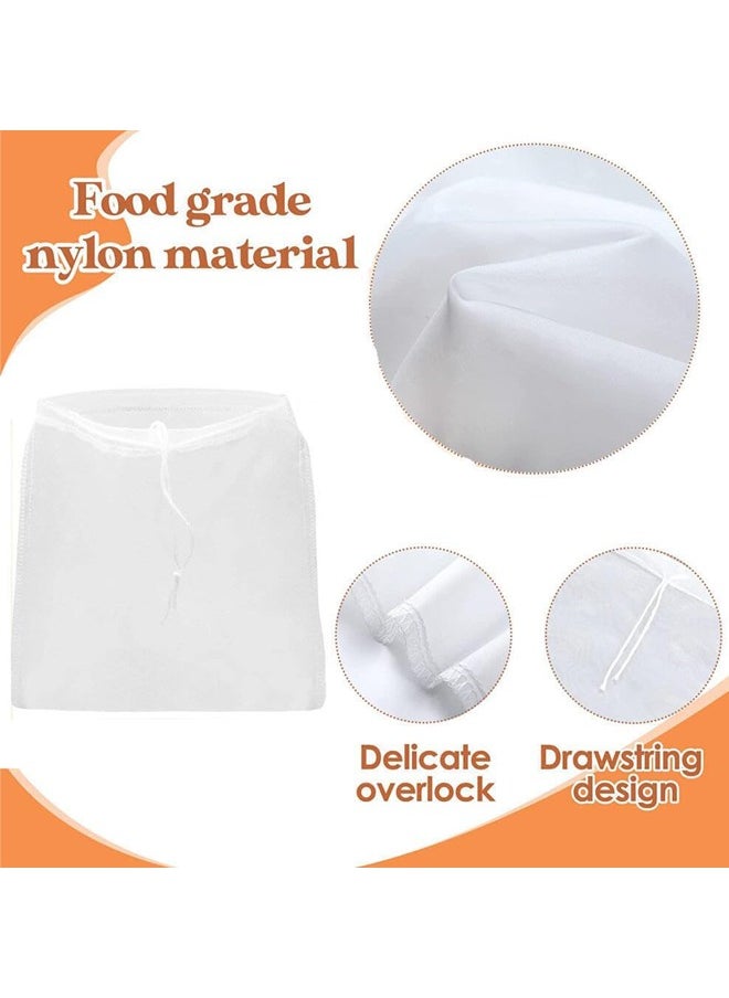 rocooart 4 PCS Quality Nut Milk Bag, 30*30 cm Reusable Almond Milk Bag and All Purpose Food Strainer, Fine Mesh Nylon Cheesecloth and Cold Brew Coffee Filter (White)  - Image 2