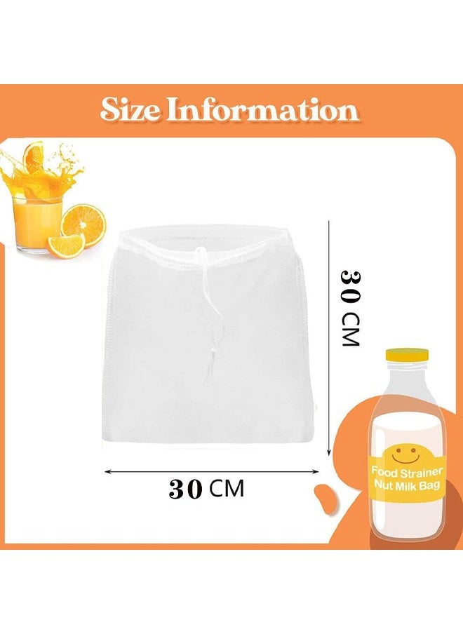 rocooart 4 PCS Quality Nut Milk Bag, 30*30 cm Reusable Almond Milk Bag and All Purpose Food Strainer, Fine Mesh Nylon Cheesecloth and Cold Brew Coffee Filter (White)  - Image 5
