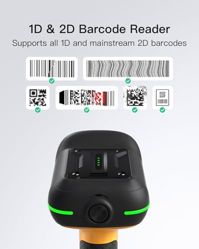 Inateck Industrial Barcode Scanner Wireless, 2D QR Code Scanner with Smart Charging Stand, IP67 Waterproof and Dustproof, Barcode Reader with 2600mAh Battery，Handscanner with App & SDK, BCST-75S - Image 2
