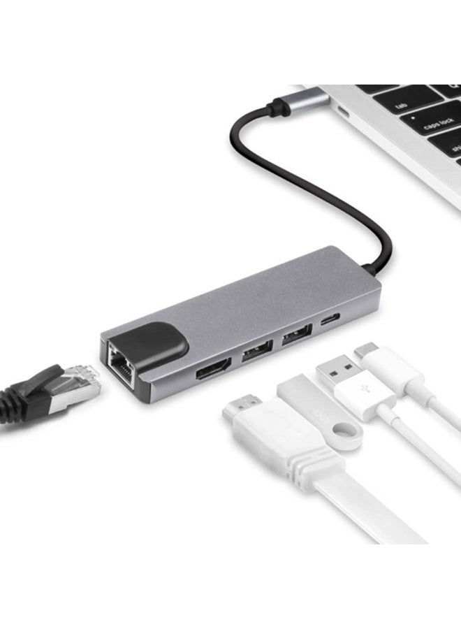 Type-C to HDTV 5-in-1 Adapter | HDMI 4K, Ethernet LAN, 2x USB 3.0, Type-C PD | Multiport Hub for Laptop, Tablet & Smartphone - Image 3