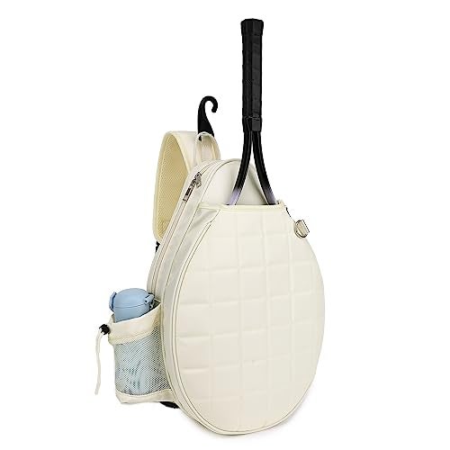 Rejolly New Tennis Racket Sling Bag for Women Men Quilted Water Resistant Racquet Cover One Shoulder Crossbody Bags for Pickleball Paddles, Badminton Racquet Cream White - Image 1