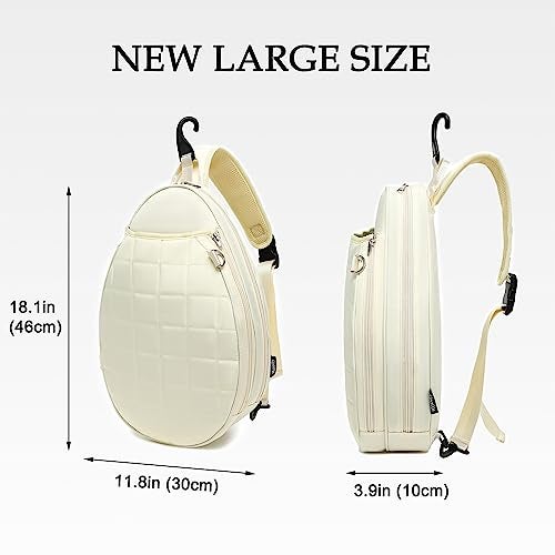 Rejolly New Tennis Racket Sling Bag for Women Men Quilted Water Resistant Racquet Cover One Shoulder Crossbody Bags for Pickleball Paddles, Badminton Racquet Cream White - Image 2