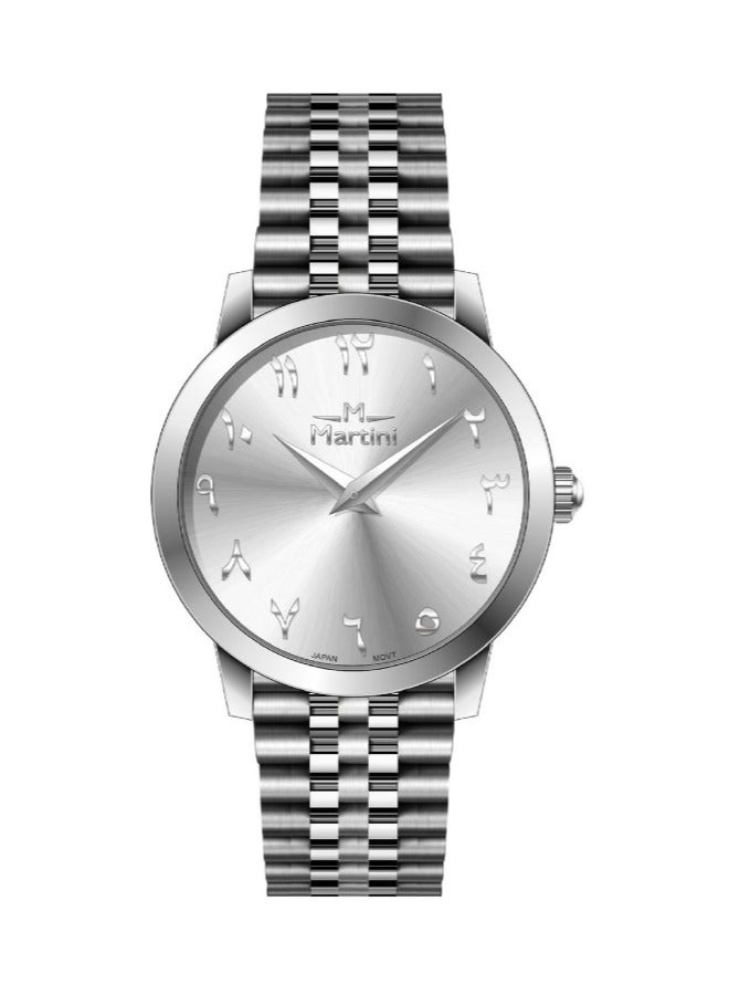 MARTINI Elegant Martini Men's Watch Stylish Silver Dial Stainless Steel Band Water Resistant Perfect for Casual and Formal Wear - Image 1