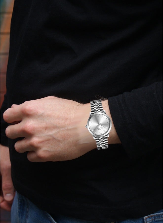 MARTINI Elegant Martini Men's Watch Stylish Silver Dial Stainless Steel Band Water Resistant Perfect for Casual and Formal Wear - Image 3