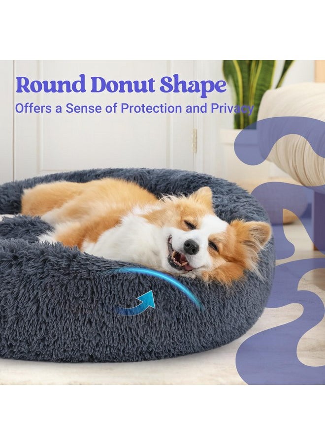 rabbitgoo Calming Dog Bed for Small Medium Dog, 30 inches Pet Bed Machine Washable, Non-Slip Round Fluffy Plush Faux Fur Large Cat Bed, Soft Donut Cuddler Cushion for Small Dog, Dark Grey - pzsku/ZB68B5AC0C79C0B3B807BZ/45/_/1737032186/70446f47-f335-4598-93b1-7659f5b45b02