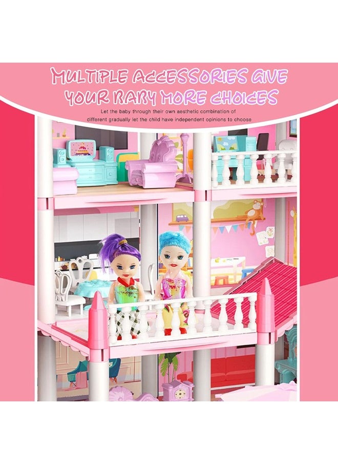 Quivlox - Dollhouse,Doll House Toys,Toddler Playhouse DIY Building Pretend Toys,Doll House Building Toys with Decorating Dollhouse Accessories And Furniture,Pretend Play House with 4 Story 14 Rooms Playhouse and 2 Dolls,Toddler Playhouse Gift for for 3 4 5 6 7 8 9 10 Year Old Girls Toys - Image 1