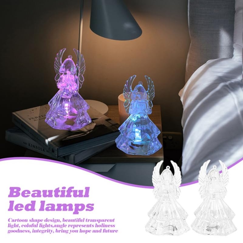 4Pcs Color-Changing LED Lights, Acrylic Glow Figurines with 7-Color Auto Cycle and Soft Glow for Bedroom, Nursery, Room and Desk Decor - Image 4
