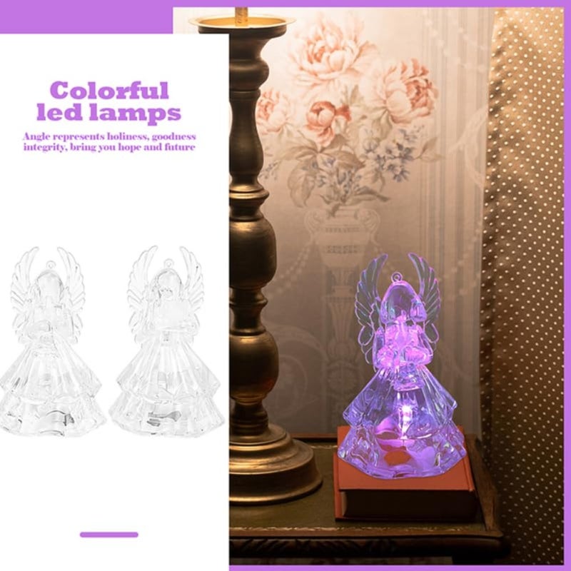 4Pcs Color-Changing LED Lights, Acrylic Glow Figurines with 7-Color Auto Cycle and Soft Glow for Bedroom, Nursery, Room and Desk Decor - Image 3