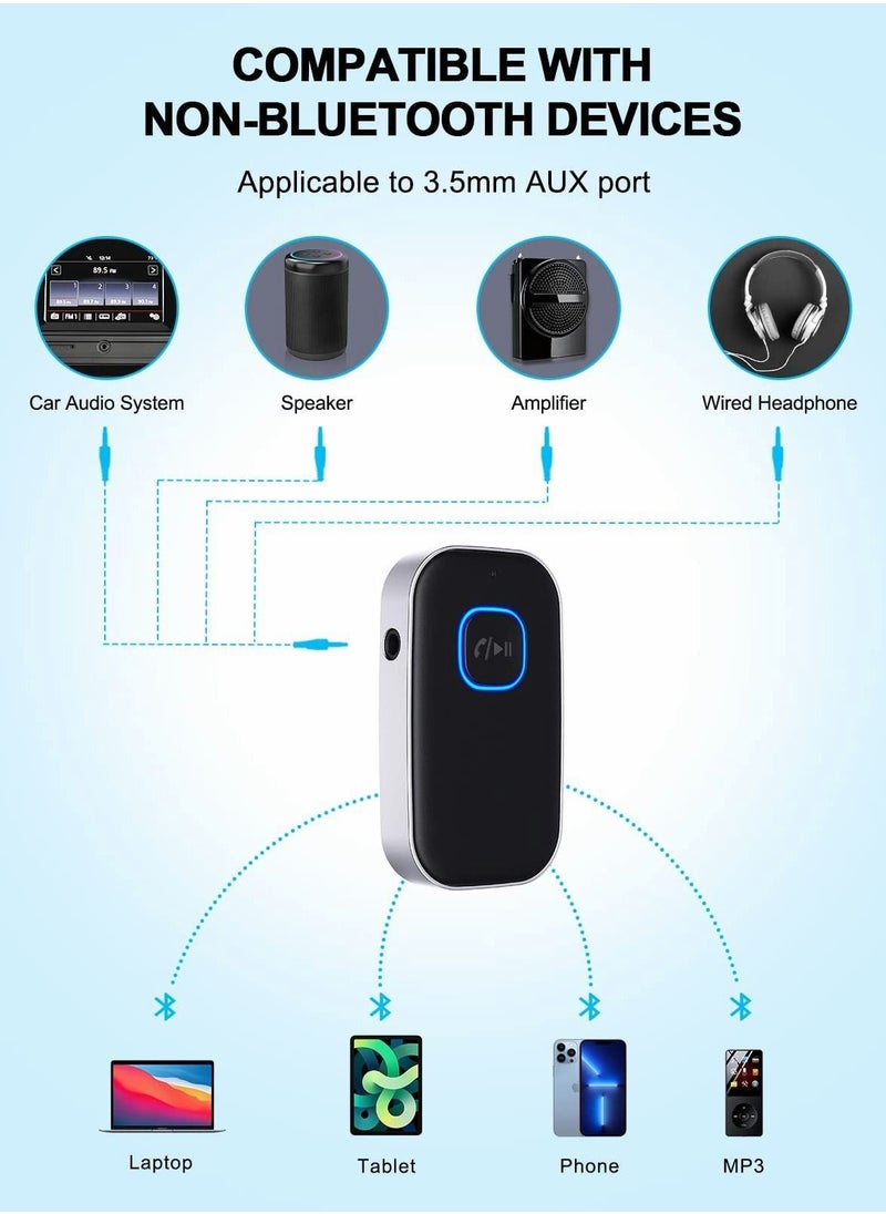 Excefore Bluetooth Aux Adapter, Car Bluetooth Receiver, Bluetooth 5.0 Noise Cancelling Bluetooth Car Adapter  - Image 2