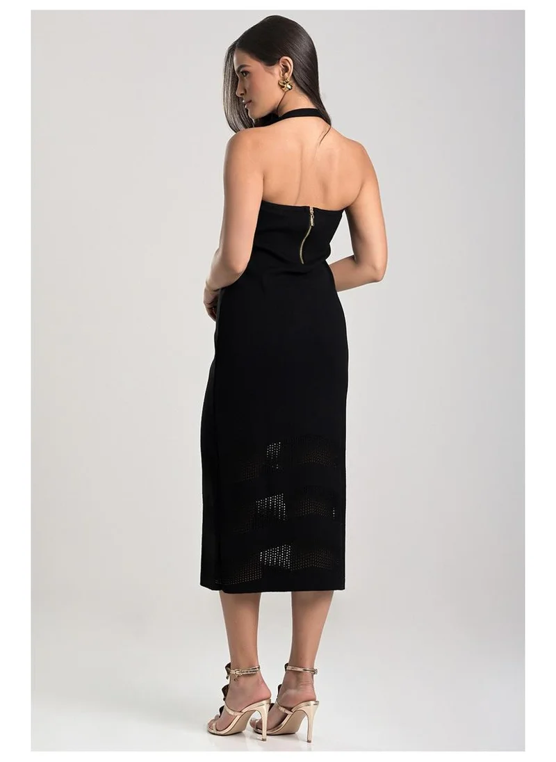Carmen Steffens  Midi Halter Neck Black Dress for Women | Best Price UAE