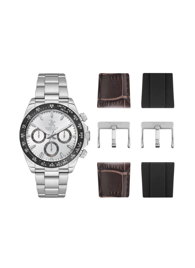BEVERLY HILLS POLO CLUB - Polo Club Men's Watch, Multi Function Display and Metal Strap - BP3608X.330, Silver - Image 1