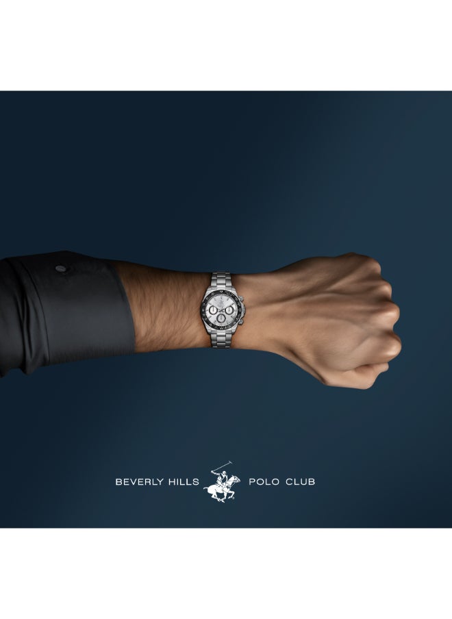 BEVERLY HILLS POLO CLUB - Polo Club Men's Watch, Multi Function Display and Metal Strap - BP3608X.330, Silver - Image 1