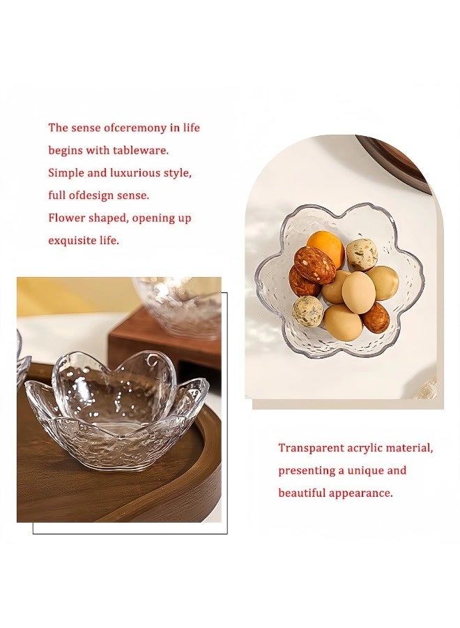 ShebSheb 5 Pcs Transparent Sakura Fruit Plates Set, Shatterproof Plastic Cherry Blossom Serving Plates, Small Condiment Dishes for Fruits, Snacks, and Party Appetizers - Image 2