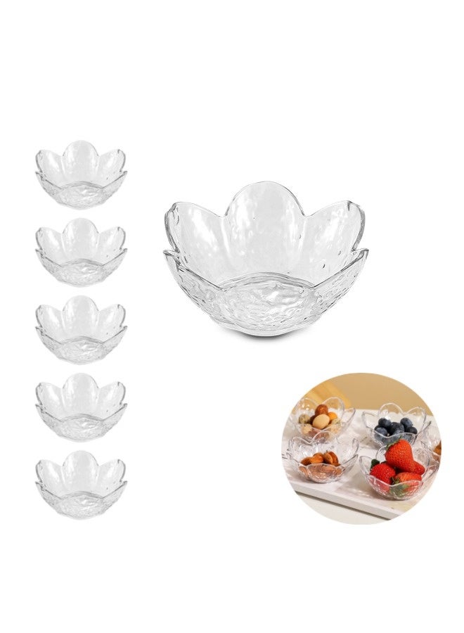 ShebSheb 5 Pcs Transparent Sakura Fruit Plates Set, Shatterproof Plastic Cherry Blossom Serving Plates, Small Condiment Dishes for Fruits, Snacks, and Party Appetizers - Image 1