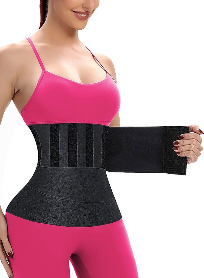 HAWAWA Black Waist Trainer for Women Waist Wrap, Tightness Adjustable & Non-Slip, Flexible Stomach Bandage Wrap, Lower Belly Fat, Post Partum - Image 1