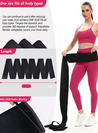 Black Waist Trainer for Women Waist Wrap, Tightness Adjustable & Non-Slip, Flexible Stomach Bandage Wrap, Lower Belly Fat, Post Partum - view 2
