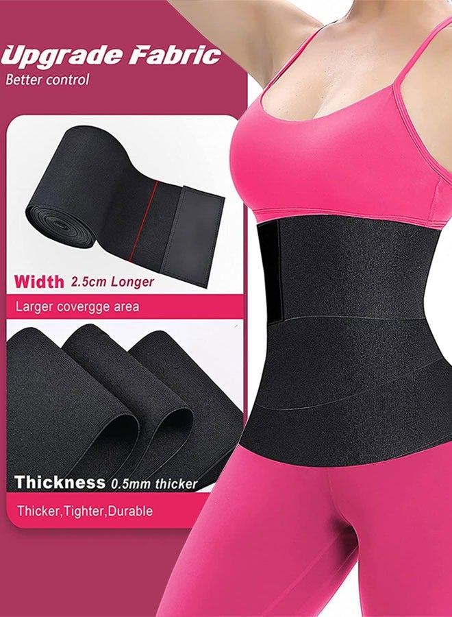 HAWAWA Black Waist Trainer for Women Waist Wrap, Tightness Adjustable & Non-Slip, Flexible Stomach Bandage Wrap, Lower Belly Fat, Post Partum - Image 3