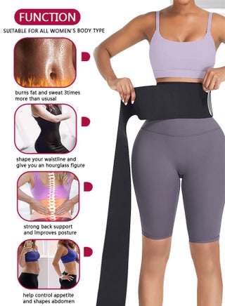 Black Waist Trainer for Women Waist Wrap, Tightness Adjustable & Non-Slip, Flexible Stomach Bandage Wrap, Lower Belly Fat, Post Partum - view 4