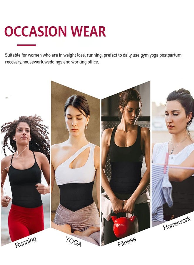 HAWAWA Black Waist Trainer for Women Waist Wrap, Tightness Adjustable & Non-Slip, Flexible Stomach Bandage Wrap, Lower Belly Fat, Post Partum - Image 5