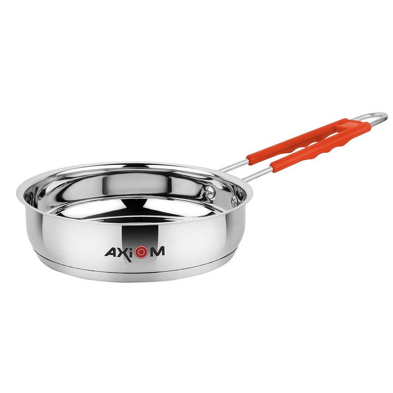 AXIOM Stainless Steel Frypan 1 Liter with Silicon Handle and TRIPLY Induction Thick Base for Shallow & Deep Frying 1000 ML - Image 1