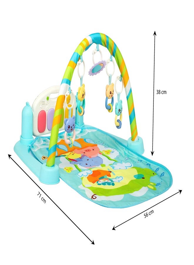 Yetli Baby Play Gym and Play Mat Newborn Activity Gym Lay & Play 5 in 1 Fitness Music and Lights Fun Piano,Blue - Image 2