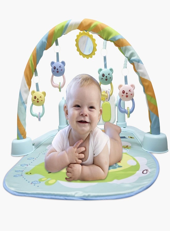 Yetli Baby Play Gym and Play Mat Newborn Activity Gym Lay & Play 5 in 1 Fitness Music and Lights Fun Piano,Blue - Image 5