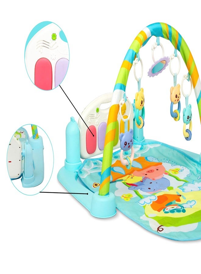 Yetli Baby Play Gym and Play Mat Newborn Activity Gym Lay & Play 5 in 1 Fitness Music and Lights Fun Piano,Blue - Image 4