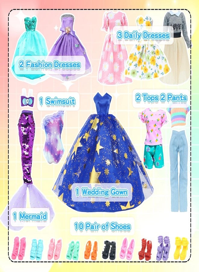 BLIJOLA 24 Pieces Fashion Pack 10 Sets Doll Clothes Accessories for 11.5 inch Doll - Image 2