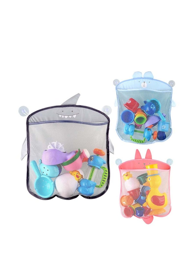 3PCS Baby Bathroom Mesh Bag for Bath Toys Kids Basket Net Cartoon Animal Shapes With Strong Suction Cup Hook