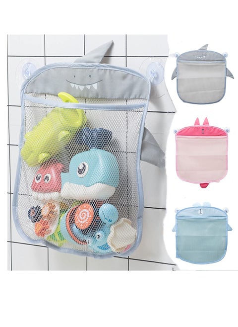 3PCS Baby Bathroom Mesh Bag for Bath Toys Kids Basket Net Cartoon Animal Shapes With Strong Suction Cup Hook