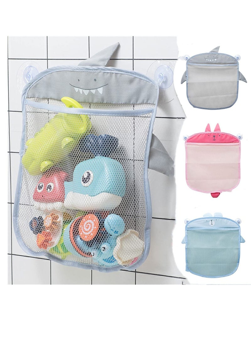3PCS Baby Bathroom Mesh Bag for Bath Toys Kids Basket Net Cartoon Animal Shapes With Strong Suction Cup Hook