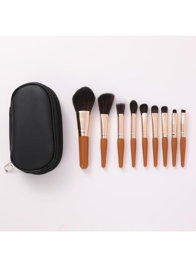 9Pcs Mini Travel Makeup Brushes Set with Bag, Makeup Brush Kit, Full Face Make up Brushes Set and Brush Case, Portable Makeup Brush, Cosmetic Brush, for Foundation, Powder - Image 1