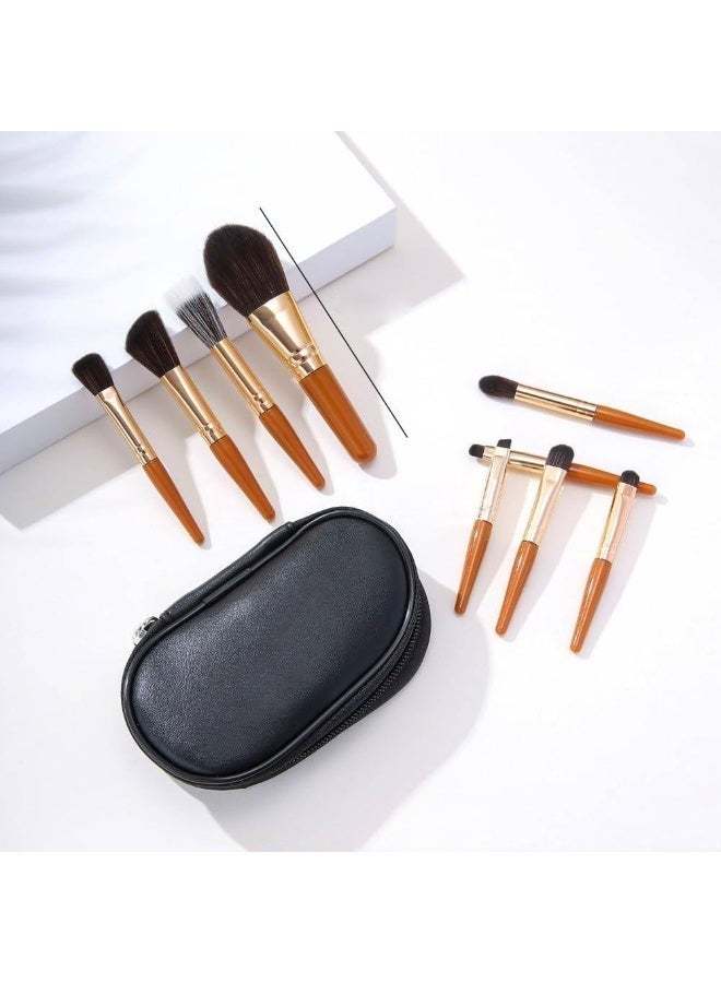 9Pcs Mini Travel Makeup Brushes Set with Bag, Makeup Brush Kit, Full Face Make up Brushes Set and Brush Case, Portable Makeup Brush, Cosmetic Brush, for Foundation, Powder - Image 2