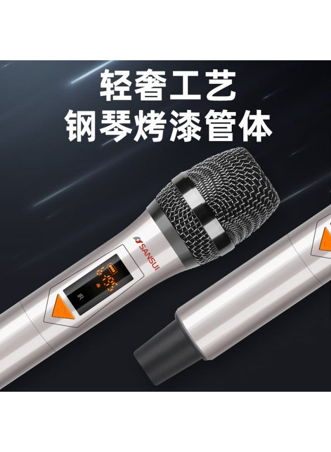 Sansui Km3 Wireless Microphone System, Professional Uhf Dual-channel Wireless Microphones, Ktv Sound System, Handheld Microphones For Stage Performances, Karaoke, And Weddings