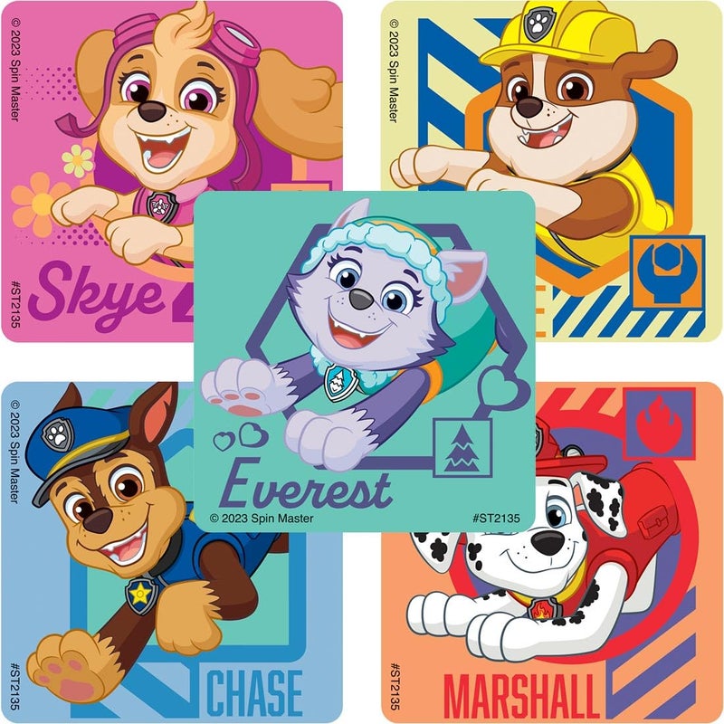 SmileMakers PAW Patrol Signature Stickers, Multicolor, Paper, 2.5 Inches, Square Shape, 100 Count, Made in USA - Image 1