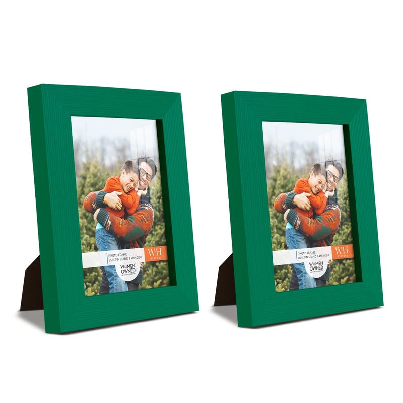 Renditions Gallery 3.5x5 inch Picture Frame Set of 2 High-end Modern Style  Made of Solid Wood and High Definition Glass Ready for Wall and Tabletop Photo Display  Green Frame - Image 1