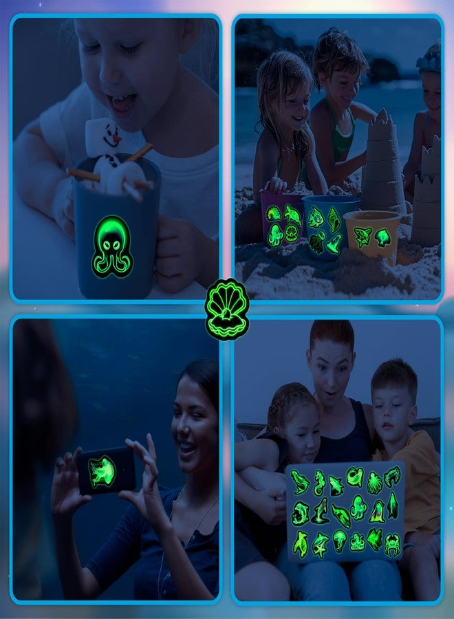 Robmoda Fantasy Glow in The Dark Ocean Animals Neon Stickers for Kids, 51 Pcs Colorful Adults Aesthetic Sea Creature Water Bottle Laptop Decals, Waterproof Vinyl Gift Crafts Party Skateboard Phone Case Decor - Image 3