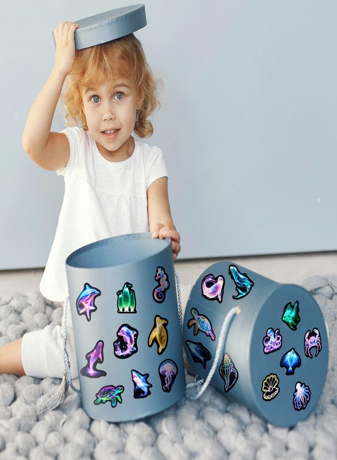 Robmoda Fantasy Glow in The Dark Ocean Animals Neon Stickers for Kids, 51 Pcs Colorful Adults Aesthetic Sea Creature Water Bottle Laptop Decals, Waterproof Vinyl Gift Crafts Party Skateboard Phone Case Decor - Image 5