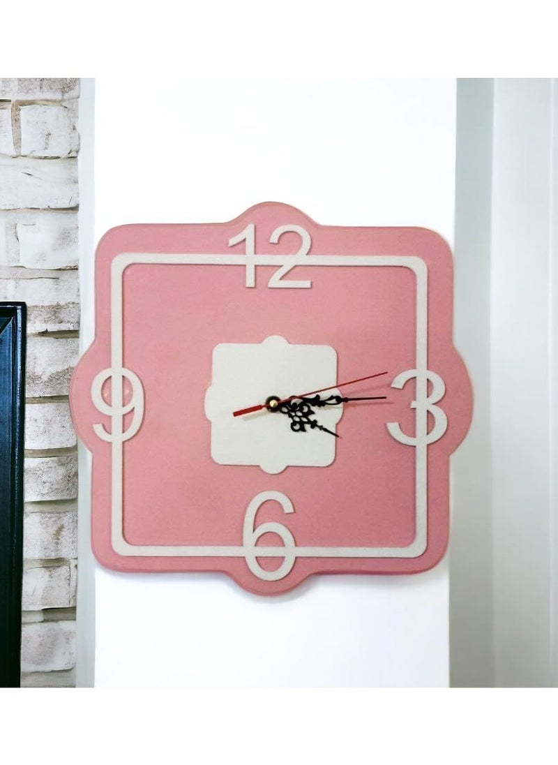 Generic - 3 Shelf Secret Cabinet Wall Clock, Wooden Square Wall Clock with Gold Color Clock Hands, Hanging Clock with Top Shelf for Home Office Decorations (Pink) - Image 1
