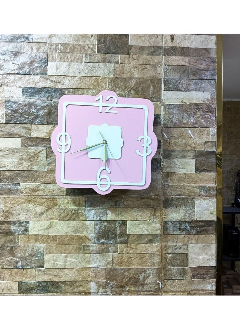 Generic - 3 Shelf Secret Cabinet Wall Clock, Wooden Square Wall Clock with Gold Color Clock Hands, Hanging Clock with Top Shelf for Home Office Decorations (Pink) - Image 1