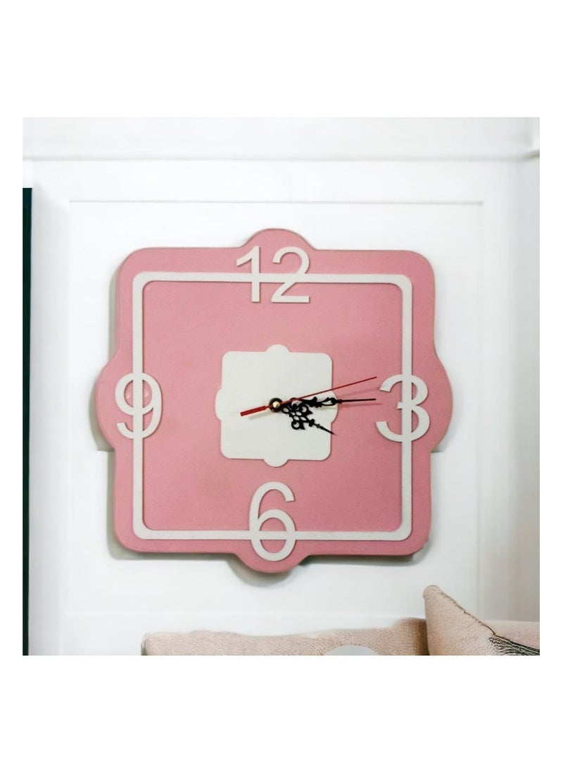 Generic - 3 Shelf Secret Cabinet Wall Clock, Wooden Square Wall Clock with Gold Color Clock Hands, Hanging Clock with Top Shelf for Home Office Decorations (Pink) - Image 1